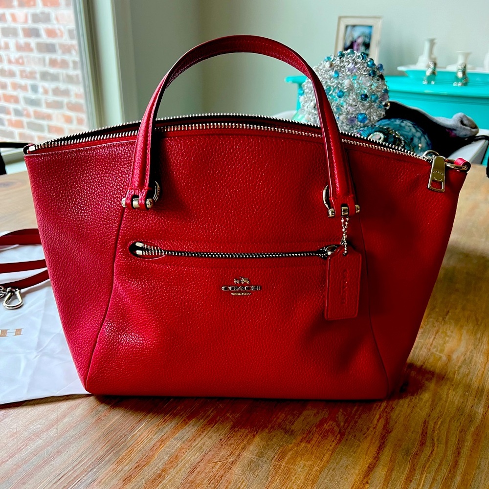 Red leather Coach purse EUC!